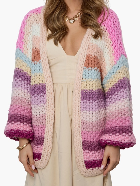 SAACHI Sweaters - Mayflower Stripe Crochet Cardigan